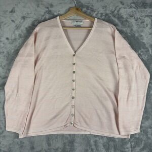 Vintage REAL Clothes Saks Fifth Avenue Womens Plus 2X Cardigan Pink Sweater